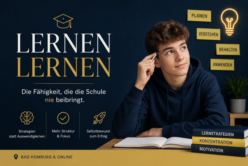 Jugendlicher beim Lernen mit individuellen Lernstrategien – Lerncoaching und Lernen lernen in Bad Homburg